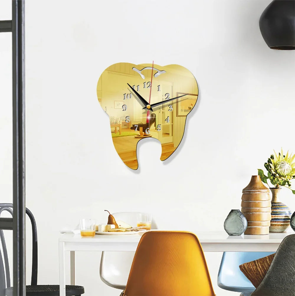 Kreative Zahn Spiegel Wanduhr – DIY Leise Acryl Deko Uhr Kaufschwan®