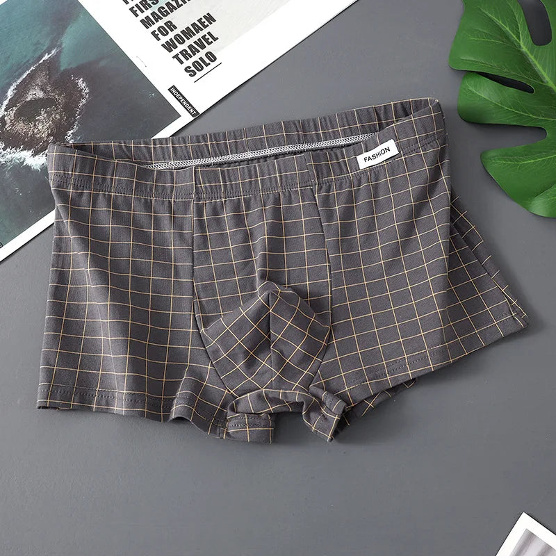 3er-Pack Herren Boxershorts aus Baumwolle | Atmungsaktive Kariert Boxershorts | Bequeme Unterwäsche | Größen M–3XL Kaufschwan® Dunkelgrau M