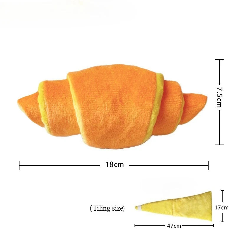 Plüsch Croissant Hundespielzeug – Weiches Interaktives Kauspielzeug für Kleine und Mittelgroße Tiere Kaufschwan®