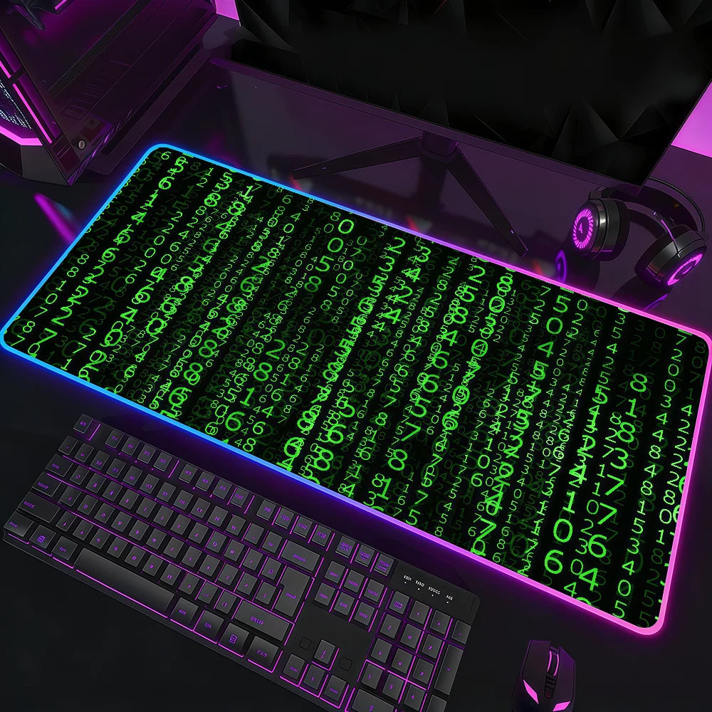 Hacker Code Art RGB LED Mauspad – Großes XXL Rutschfestes Gaming Schreibtischmatte aus Gummi für Tastatur und Computer Kaufschwan® z5 RGB250x350x3mm
