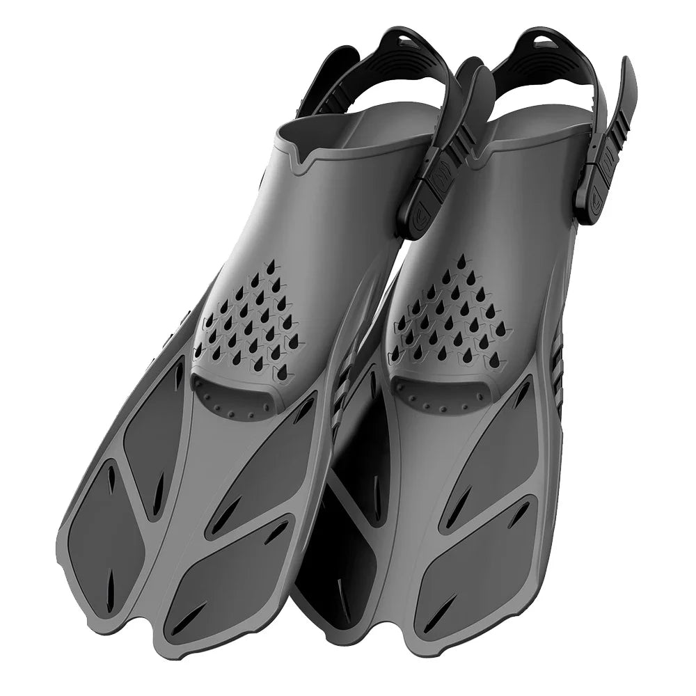 Schnorchelflossen mit verstellbaren Schnallen | Kurze Silikon Schwimmflossen | Offene Ferse Tauchschuhe für Erwachsene Herren & Damen Kaufschwan®