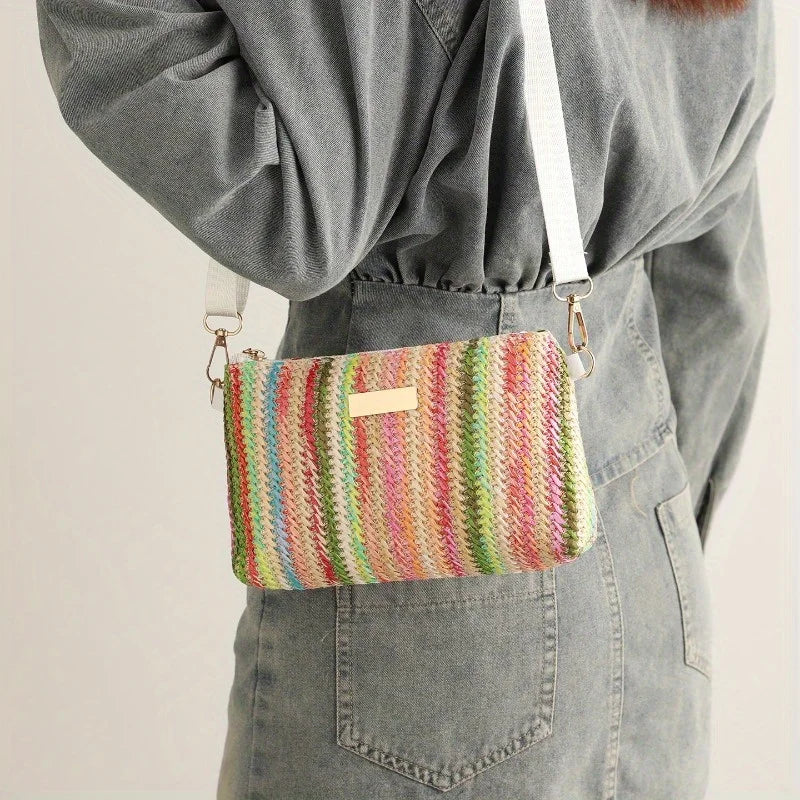 Pastorale Geflochtene Umhängetasche – Retro Bunte Kleine Quadratische Schultertasche für Damen & Mädchen Kaufschwan®