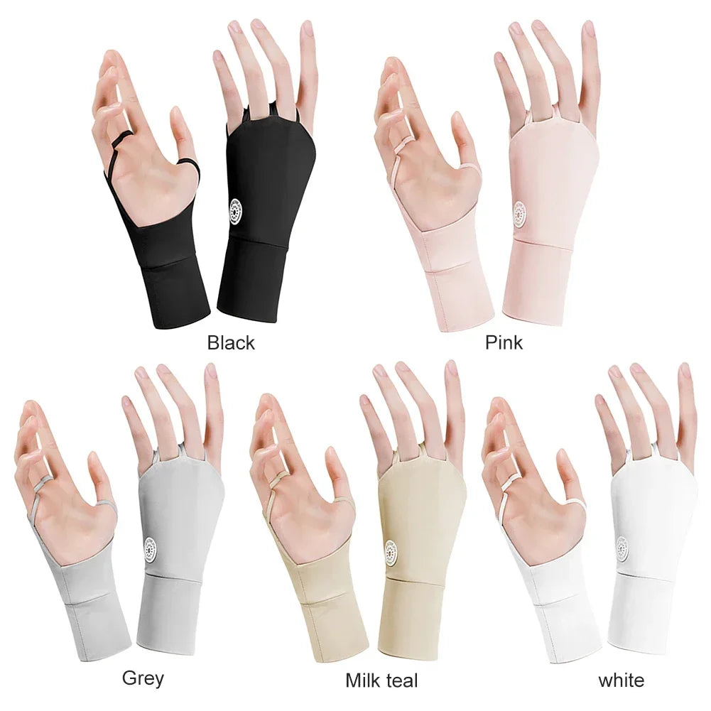 Damen Halbfinger UV-Schutz Handschuhe – Atmungsaktive Ice Silk Golfhandschuhe | Elastische Outdoor Sonnenschutz Fitness Handschuhe Kaufschwan®