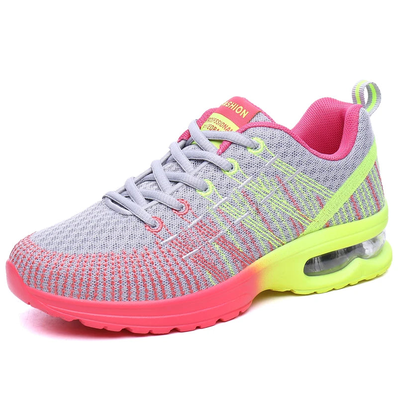 Damen Sportschuhe – Outdoor Laufschuhe | Hochwertige Atmungsaktive Sneaker mit Rutschfester Sohle für Alltag & Training Kaufschwan® Grau Rosa 37