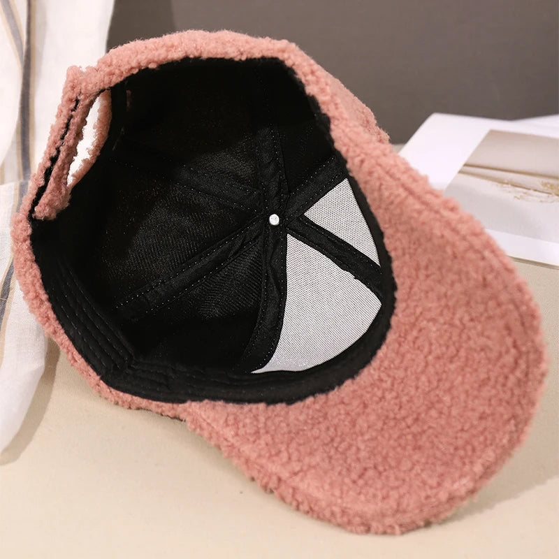 Neue 16 Farben Herbst Winter Baseballkappe | Damen Kappe aus Kunstlammwolle | Warme Plüsch Baseballkappe Kaufschwan®