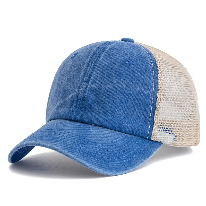 Hot Sale Unisex Trucker Hut | Mehrfarbige Einfarbige Baseballkappe | Washed Cotton Kappe für Herren & Damen Kaufschwan® Blau 55cm-60cm
