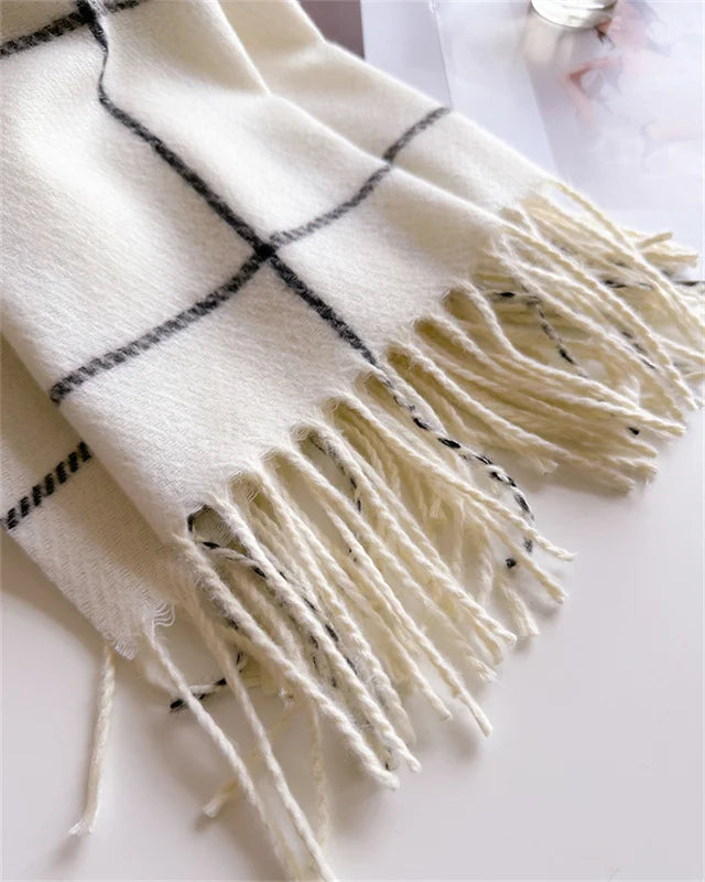 Modischer Karo Kaschmir-Imitat Schal | Luxus Pashmina Wärmeschal | Umschlagtuch, Poncho Decke mit Fransen Kaufschwan®