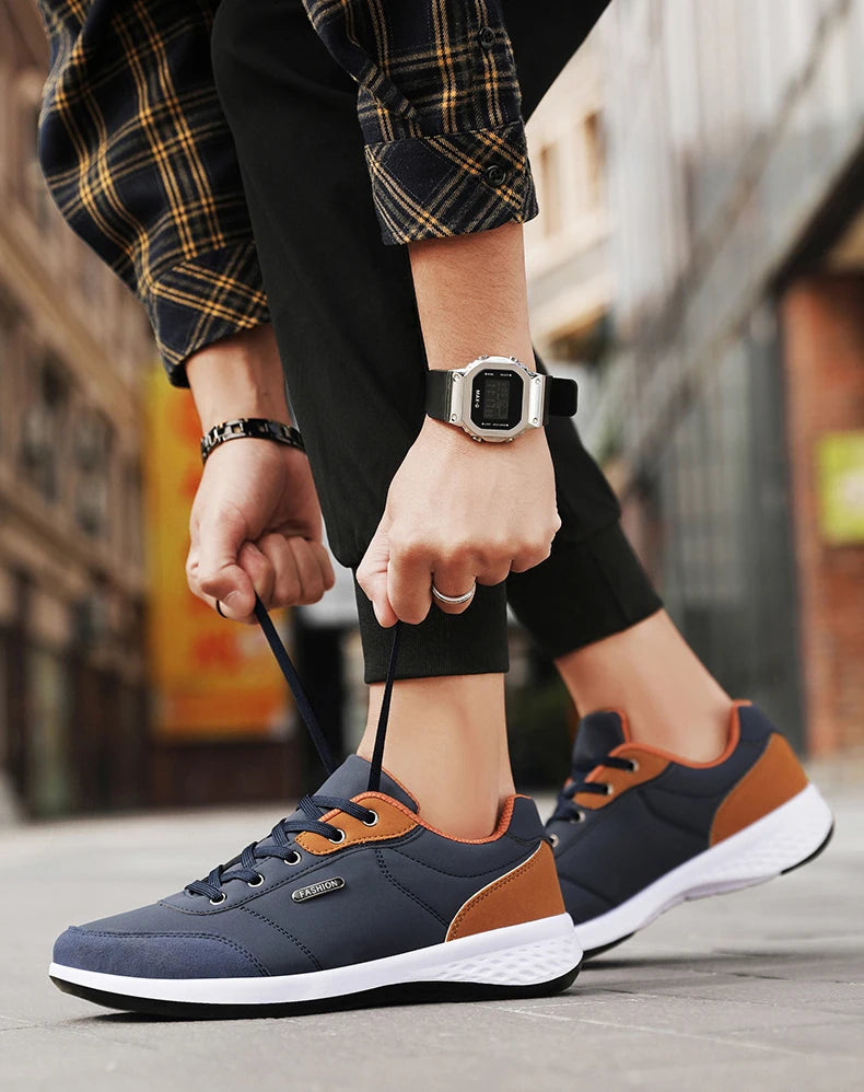 Herren Ledersneaker – Trendige Sportschuhe | Atmungsaktive & Rutschfeste Freizeitschuhe für Reisen & Alltag Kaufschwan®