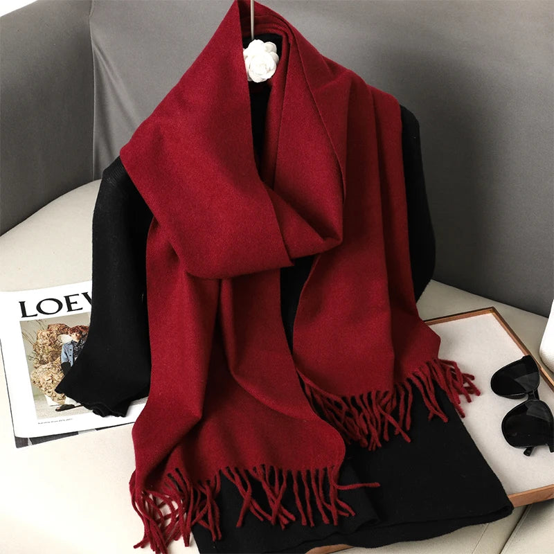 Bunte Winter Schals für Damen | Langer Kaschmir-Optik Wärmeschal | Einfarbig Hijab, Umschlagtuch & Pashmina Kopftuch Kaufschwan®