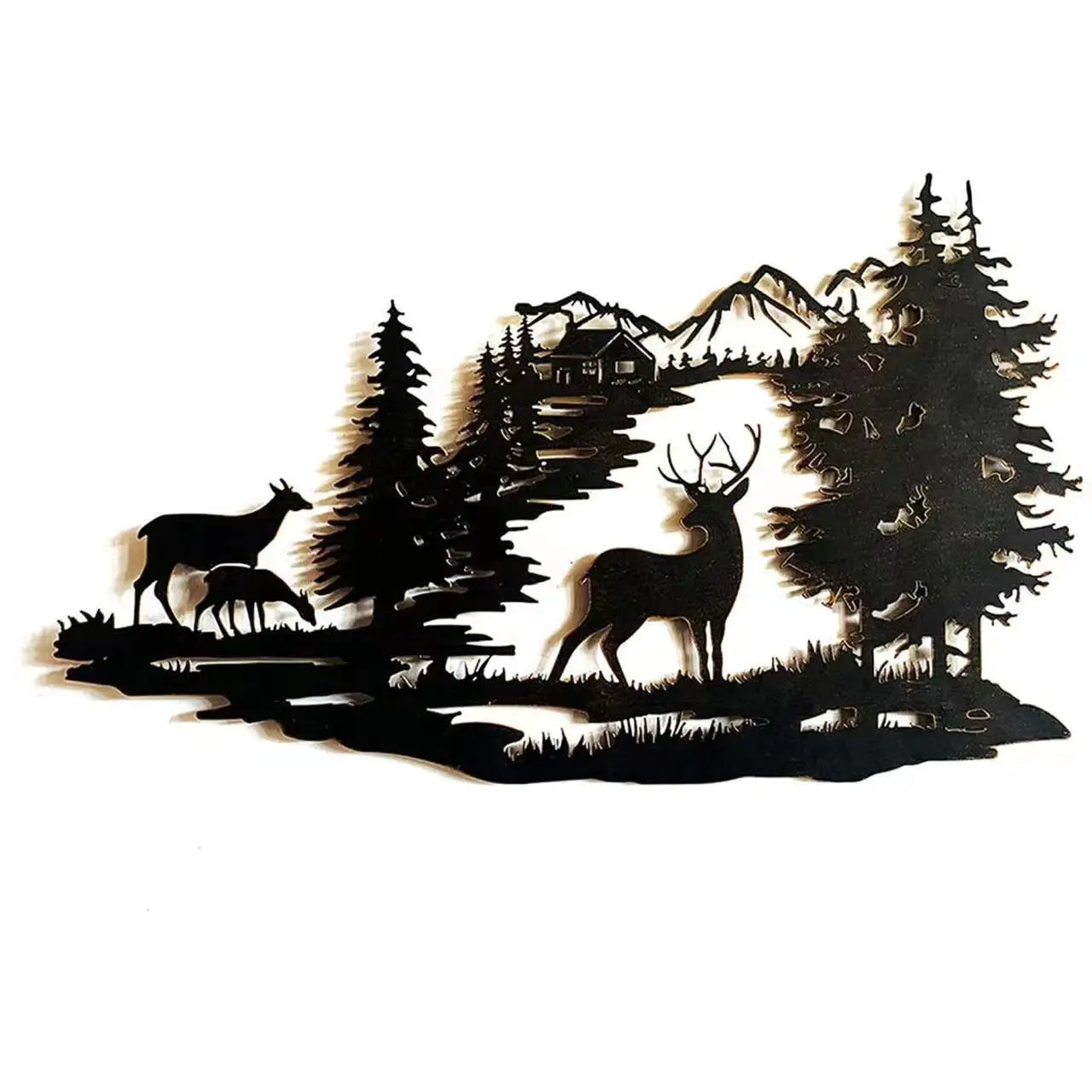 Metall Hirsch Wald Wandbild – Schmiedeeisen Moderne Minimalistische Dekoration
