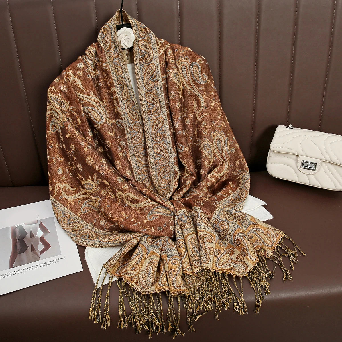 Pashmina Hijab Schal – Damen Langer Kaschmir Schal | Luxus Weicher Foulard, Turban & Muslimisches Kopftuch Kaufschwan® Hellbraun