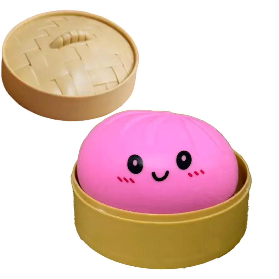 Niedliches Buntes Dumpling-Squishy – Weiches Slow-Rising Brötchen-Knautsch-, Fidget- & Sensorikspielzeug zum Stressabbau für Kinder und Erwachsene Kaufschwan® Pink