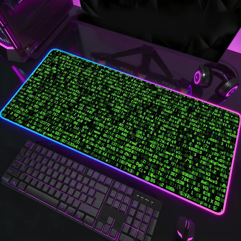 Hacker Code Art RGB LED Mauspad – Großes XXL Rutschfestes Gaming Schreibtischmatte aus Gummi für Tastatur und Computer Kaufschwan® z3 RGB350x600x3mm
