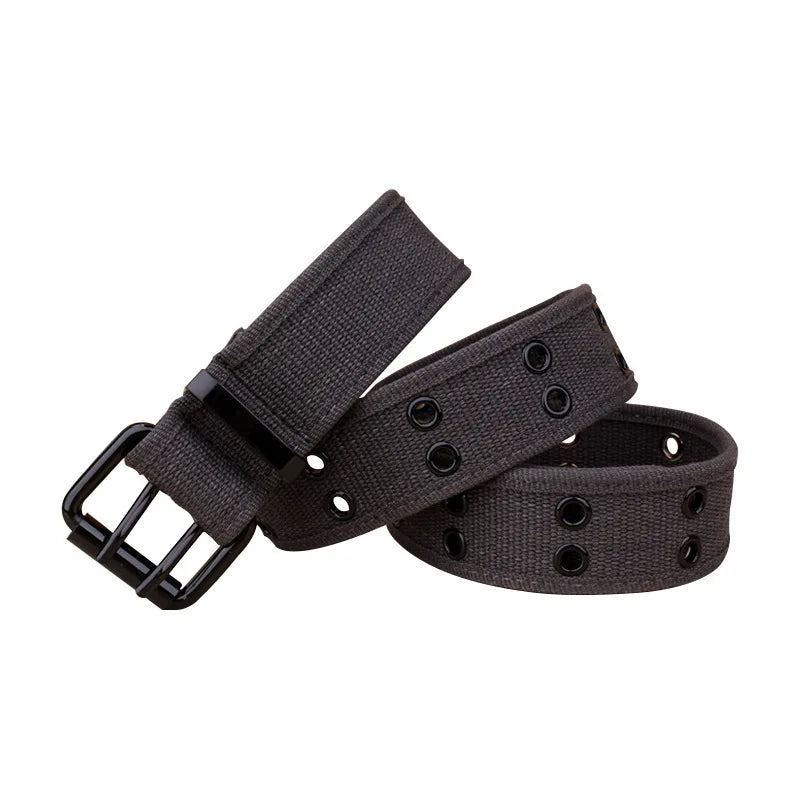 Herren Canvas Gürtel – Schlanker Taktischer Gürtel | Doppeldornschließe Modischer Gürtel für Jeans, Arbeit & Freizeit