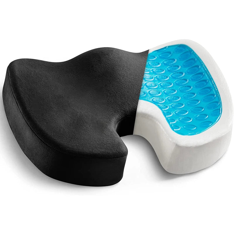 Gel- & Memory Foam Steißbeinkissen | Rutschfeste Sitzauflage für Büro, Auto & Zuhause | Druckentlastung bei langem Sitzen Kaufschwan® Schwarz 45x35cm
