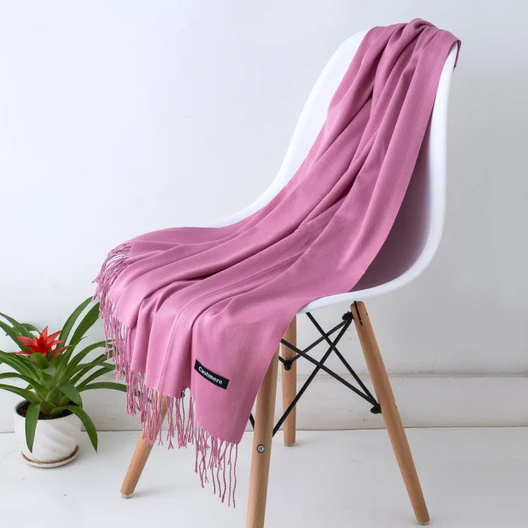 Damen Pashmina Schal | Weich wie Kaschmir | Warmer Winter Schal, Reise- & Büro-Accessoire Kaufschwan® Hellrosa 70x200CM