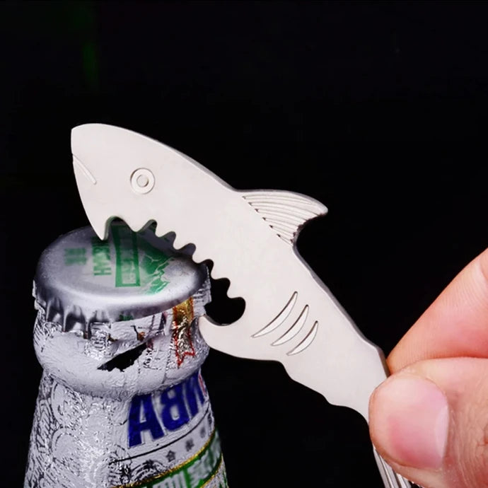 Hai Flaschenöffner Schlüsselanhänger – Silber Zinklegierung Bar Werkzeug Geschenk Kaufschwan®