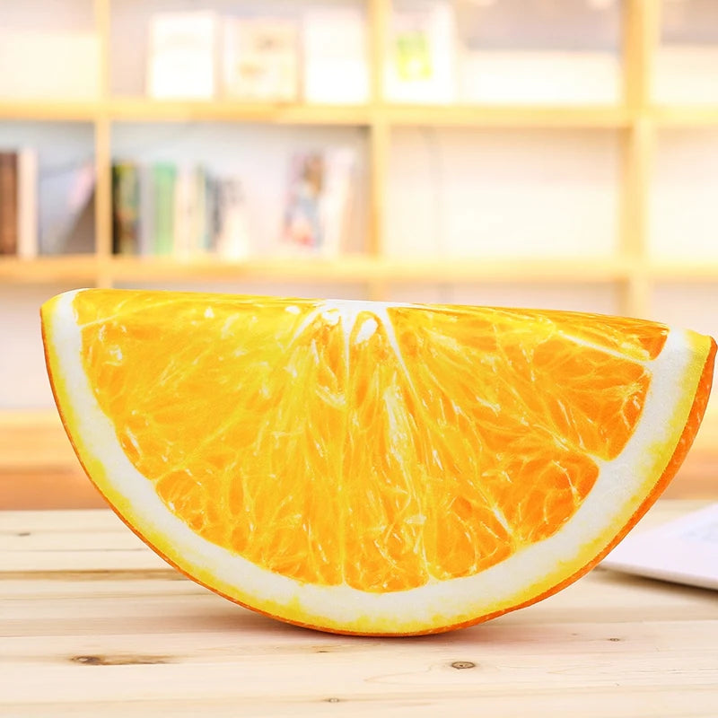 Realistisches 3D Obst Plüschkissen | Wassermelone, Orange, Kiwi & Pomelo | Weiche Schwamminnenfüllung | Kinder, Büro & Zuhause Kaufschwan® Design 1 - 39cm