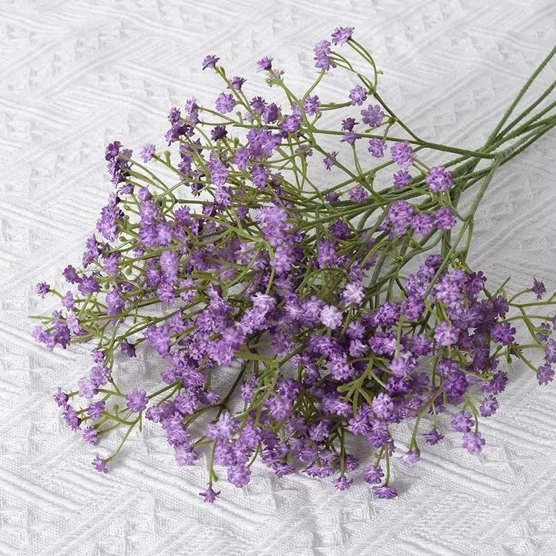 Künstliche Gypsophila Plastikblumen – Kunst-Brautatem Strauß für Hochzeit, Zuhause, Garten, Party & DIY Dekorat Kaufschwan® Lila 1 Bündel