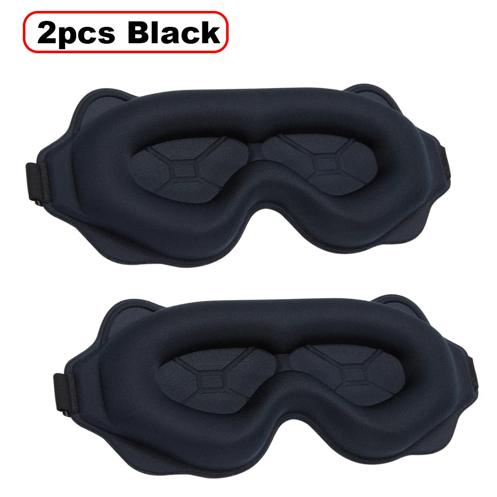 Schlafmaske Augenklappe | Leichte Reise-Augenmaske | Tragbare 3D Schlafmaske für Nacht & Entspannung Kaufschwan® 2 Stück-Schwarz