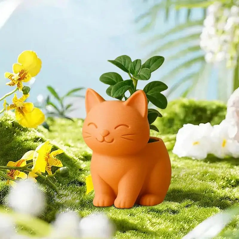 Katzen Blumentopf – Niedlicher Katzen Pflanztopf mit Ablaufloch | 3D Gedruckter Mini Pflanztopf für Kaktus & Bonsai Wohndeko Kaufschwan®