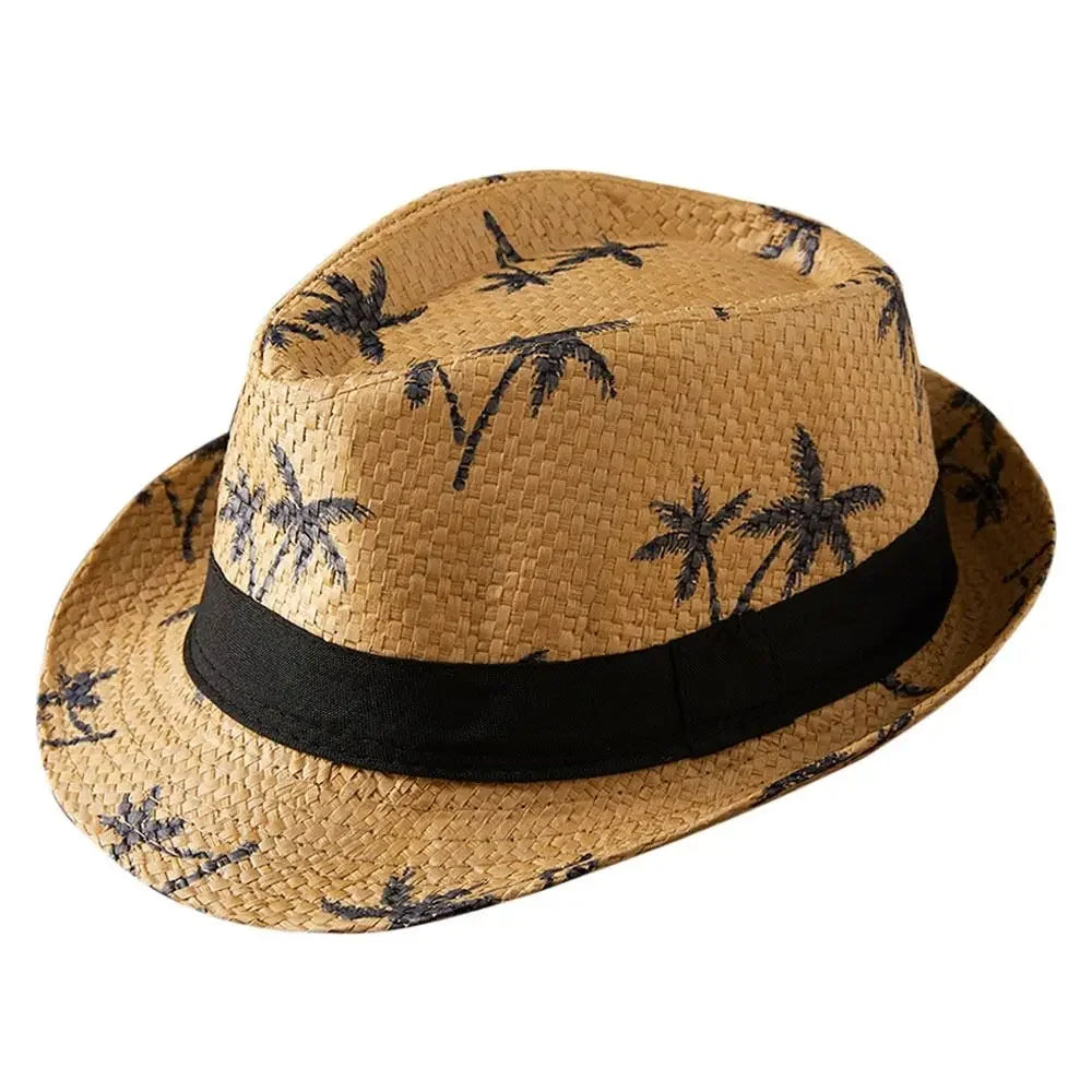Strohhut für Damen & Herren – Atmungsaktiver Cowboy Sonnenhut mit breiter Krempe, Sommer Beach Jazz Cap Kaufschwan® Kaffee 2