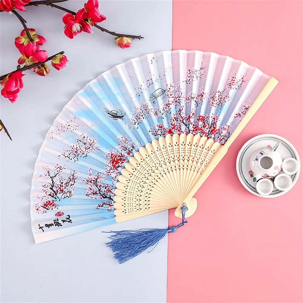 Vintage Seiden-Faltfächer | Chinesische & Japanische Bambusfächer | Tanzrequisiten | Heimdekoration & Geschenke Kaufschwan® Design 1