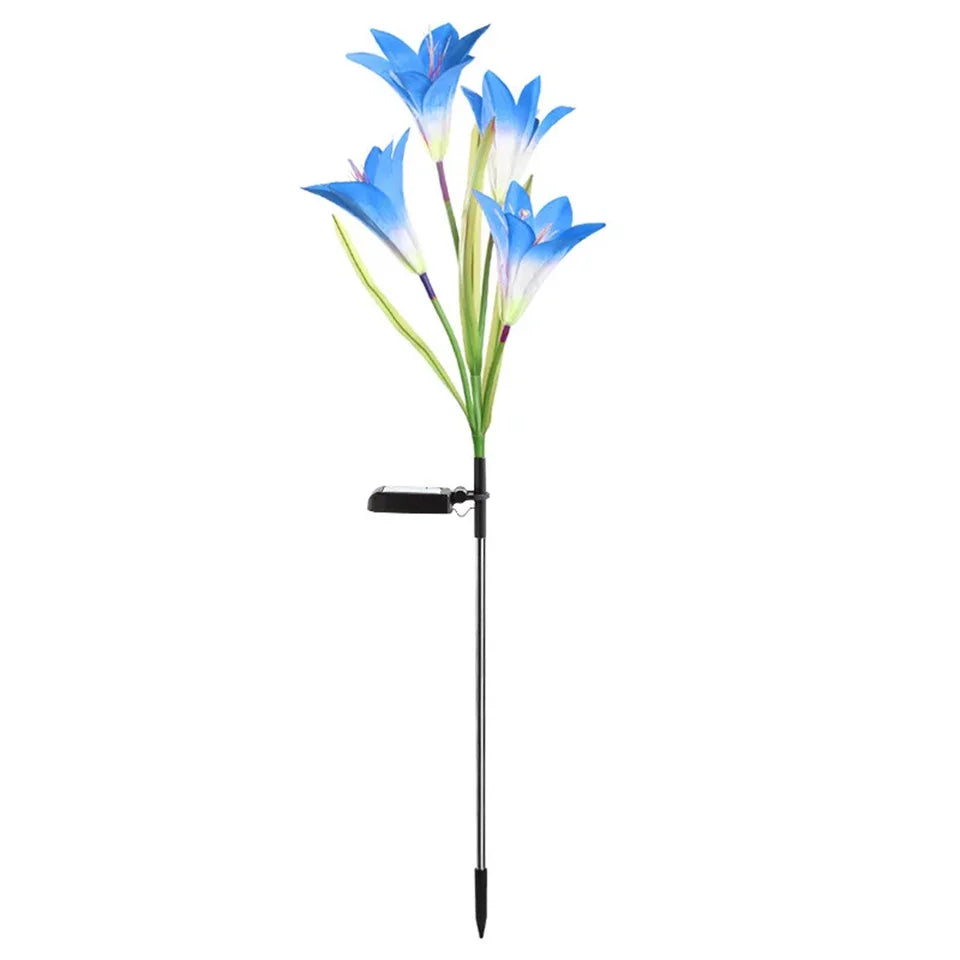 Solar Außen LED Blumenlichter – Lilienblumen Lampe mit 7 Farbwechsel-LEDs, Wasserdichte Garten- und Hofdekoration Kaufschwan® Blau