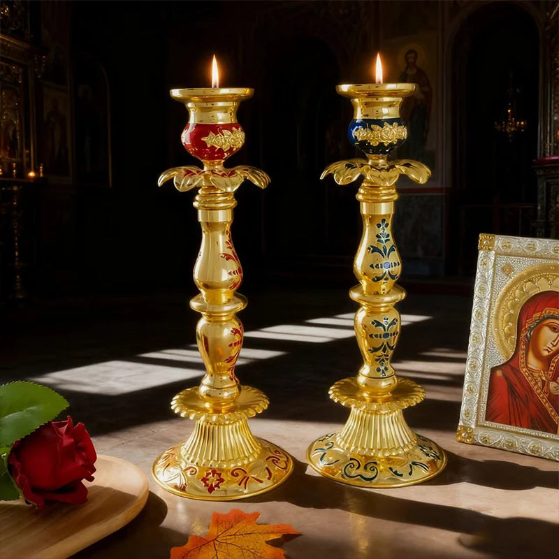 Orthodoxer Kerzenhalter – Handgefertigter Komposit Kerzenständer für Zuhause, Villa, Wohnzimmer & Party Dekoration Kaufschwan®