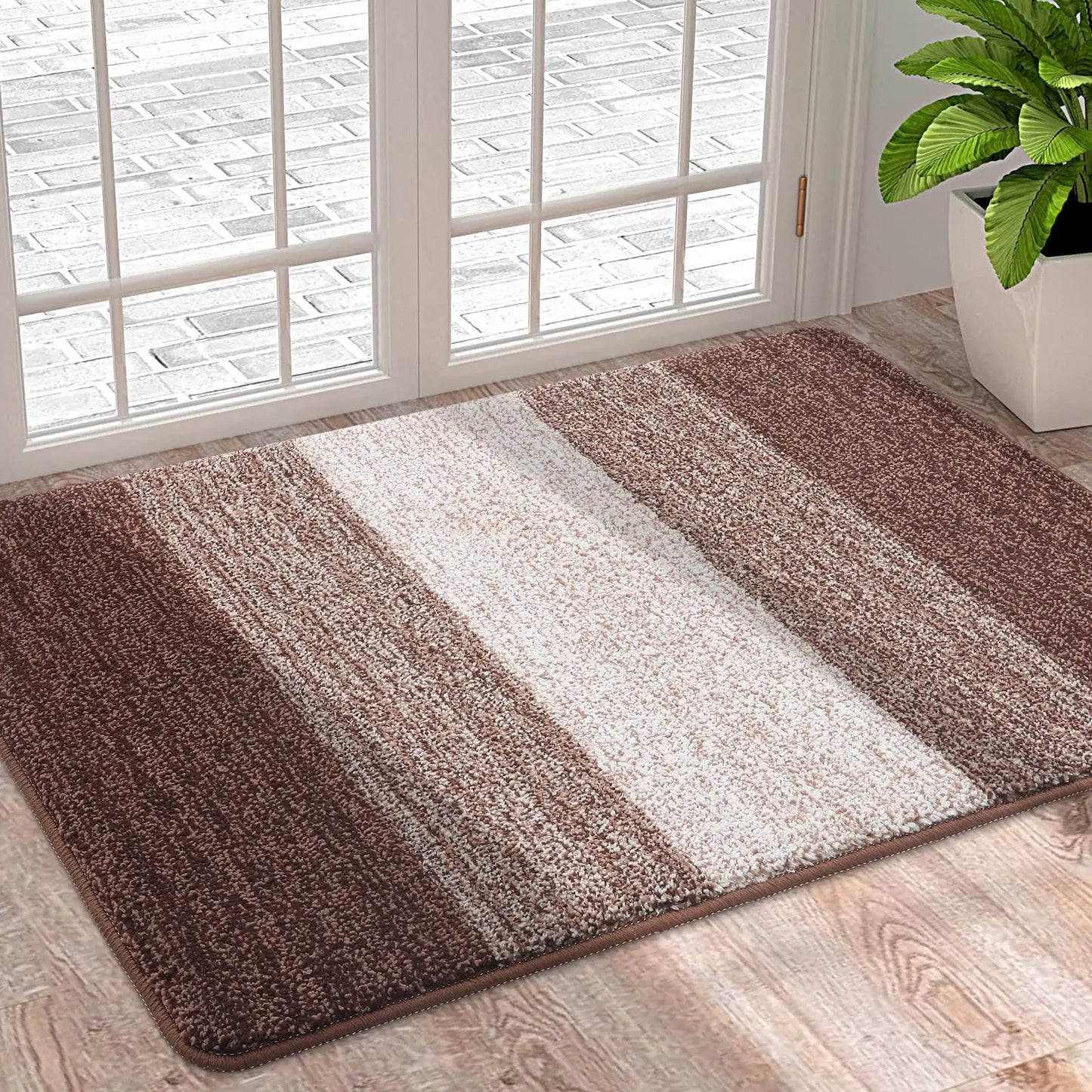 Waschbare Türmatten für Innen – Weiche, Saugfähige Schmutzfänger für Haustür & Hintertür Kaufschwan® Braun 61x92cm