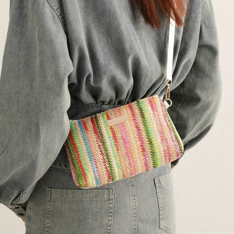 Pastorale Geflochtene Umhängetasche – Retro Bunte Kleine Quadratische Schultertasche für Damen & Mädchen Kaufschwan®