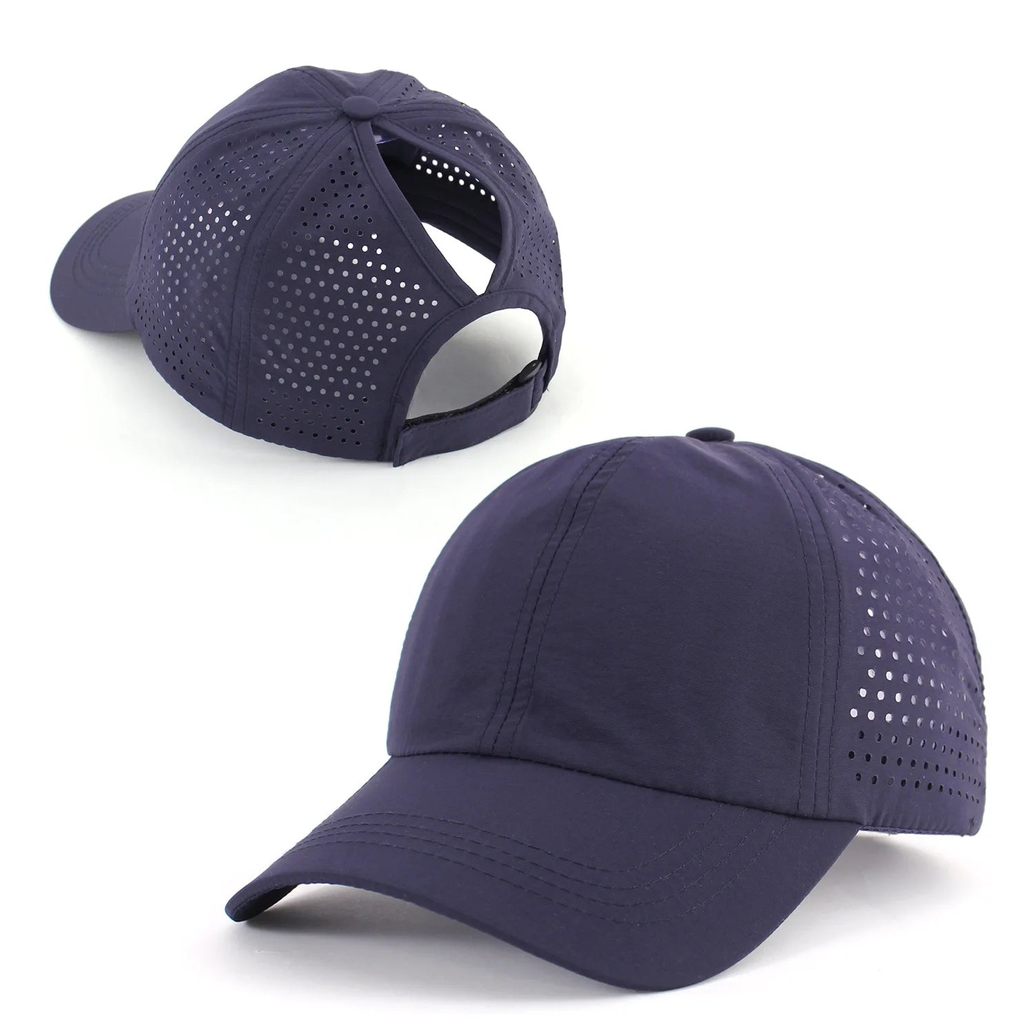 Schnelltrocknender Tongue Hat | Damen & Herren Mesh Atmungsaktive Sommerkappe | UV-Schutz & Ponytail-freundlich Verstellbar Kaufschwan® Marine
