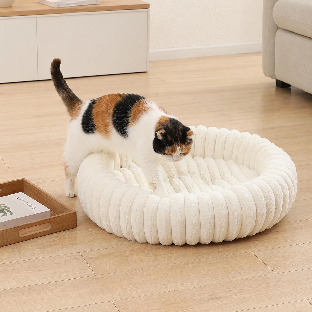 Warmes Rundes Donut-Katzenbett für Katze – Extraweiches Plüschbett & Kuscheliges Schlafnest Kaufschwan®