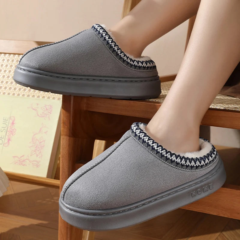 Modische Flauschige Plattform-Pantoffeln für Damen | Winter Plüsch & Warme Baumwollschuhe | Bequeme Rutschfeste Unisex Hausschuhe Kaufschwan®