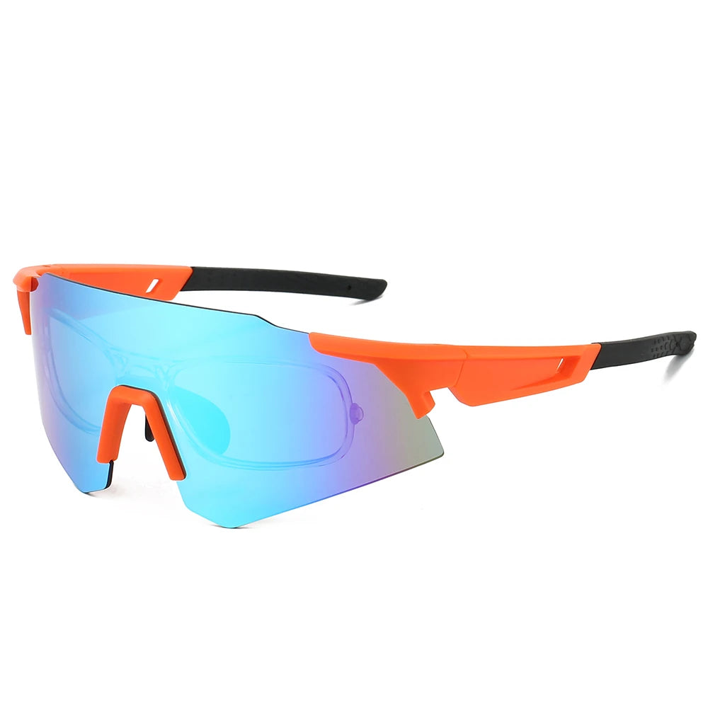 Übergroße Sportbrille/Skibrille – Modische Outdoor Sonnenbrille für Damen & Herren | Trendige Spiegelbrille mit UV400 Schutz für Radfahren & Freizeit Kaufschwan® Orange