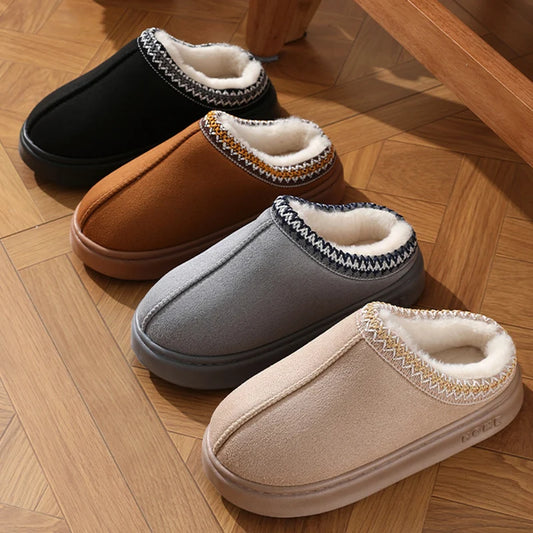 Modische Flauschige Plattform-Pantoffeln für Damen | Winter Plüsch & Warme Baumwollschuhe | Bequeme Rutschfeste Unisex Hausschuhe Kaufschwan®