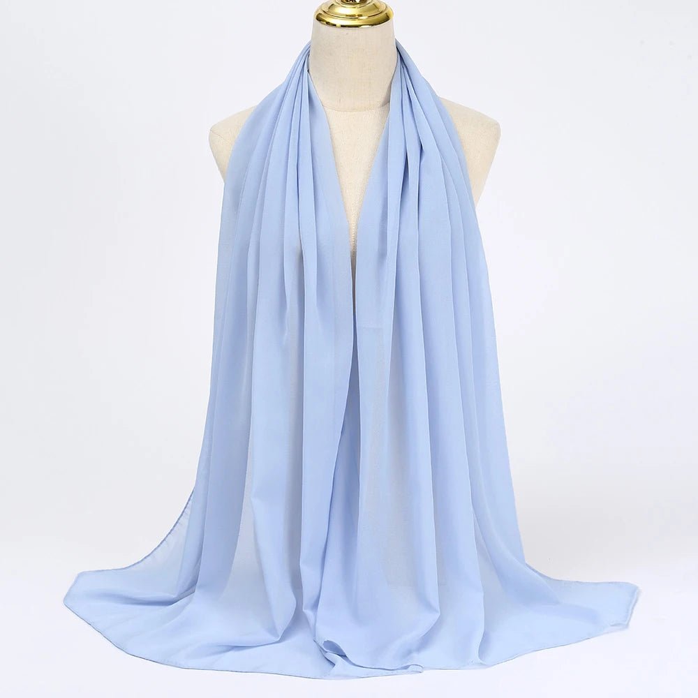 Muslimischer Chiffon Hijab Schal – Damen Langer Einfarbiger Kopf Schal | Eleganter Jersey Schleier & Modisches Umschlagtuch
