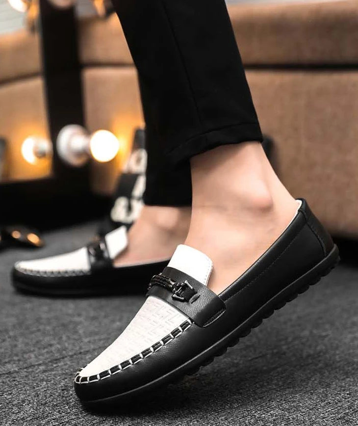 Herren Leder-Loafer – Klassische Runde Mokassins | Flache Slip-On Freizeitschuhe aus Weichem PU-Leder für Büro & Alltag Kaufschwan®