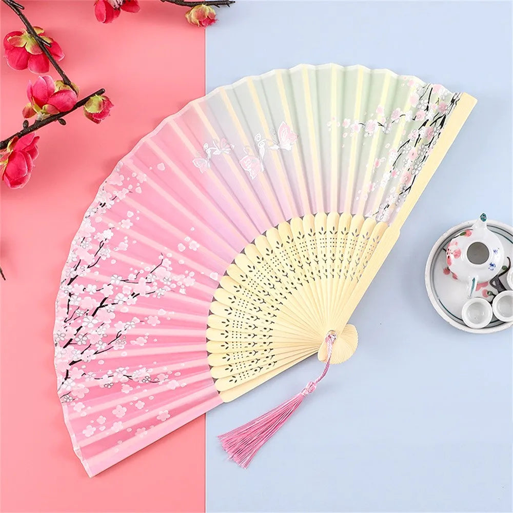 Vintage Seiden-Faltfächer | Chinesische & Japanische Bambusfächer | Tanzrequisiten | Heimdekoration & Geschenke Kaufschwan® Design 3