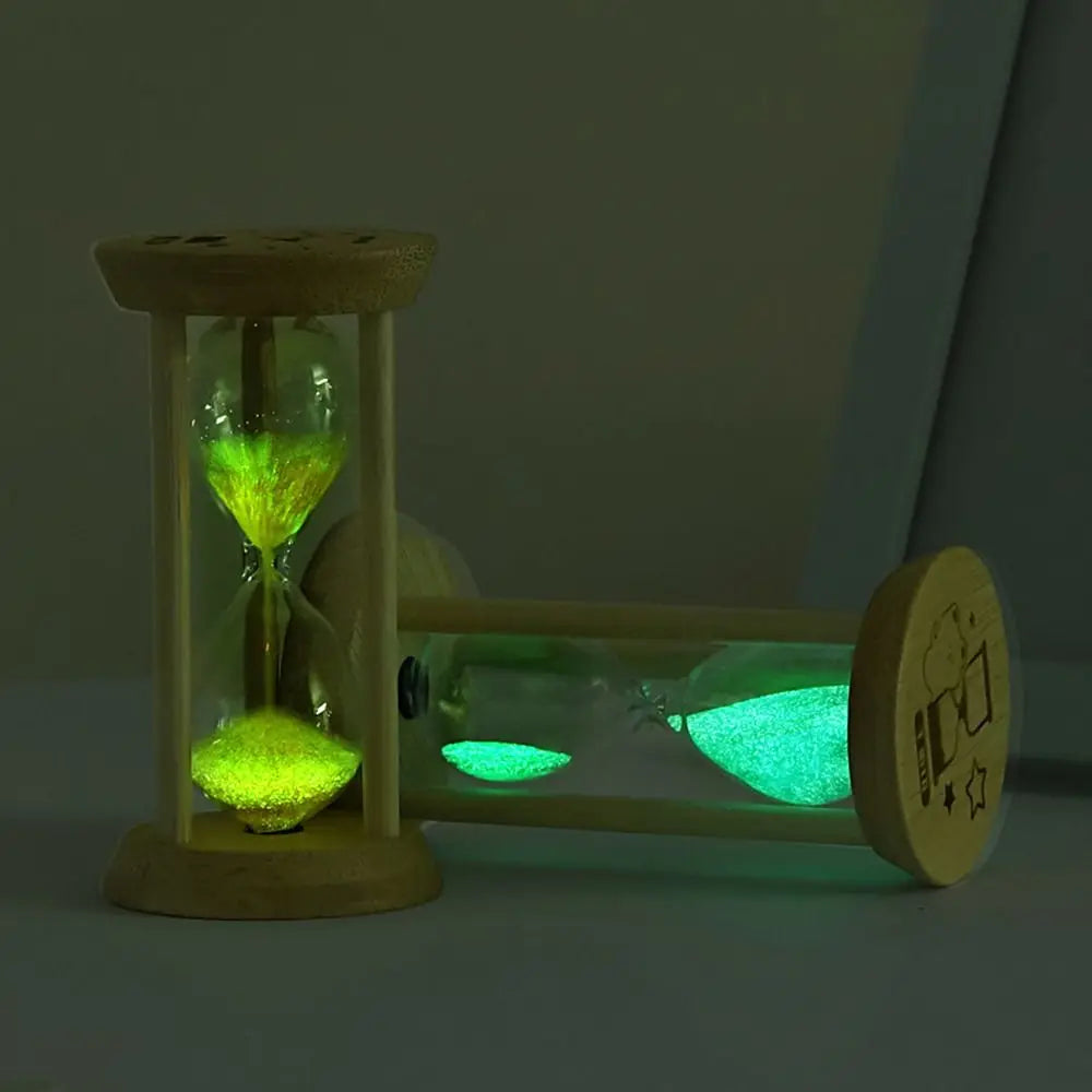 Bambus Leuchtende Sanduhr – Kreativer Fluoreszierender Glas Timer mit Naturrahmen