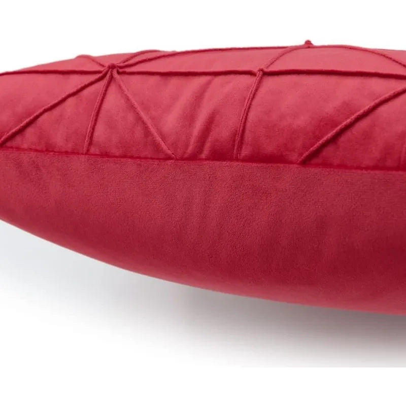 Samt Kissenbezüge | Kariertes Gitter Design | Dekorative Kissenhüllen in Weihnachtsrot für Sofa & Wohnkultur Kaufschwan®