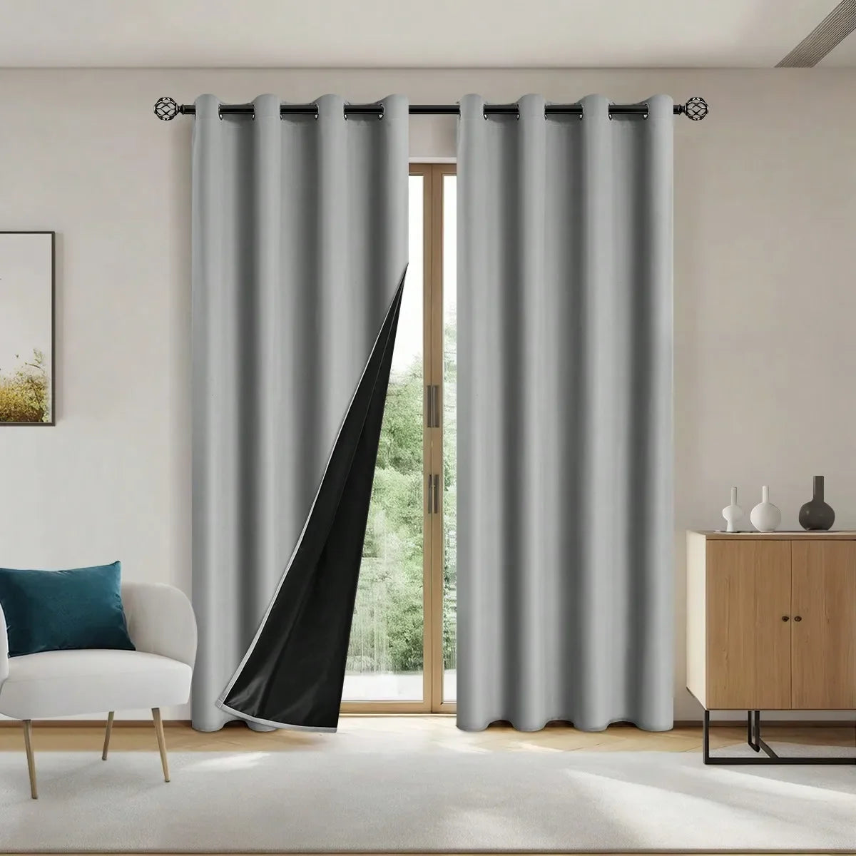 Einfarbiger 100% Verdunkelungsvorhang mit Ösen Voller Sichtschutz für Schlafzimmer Wohnzimmer Kaufschwan® Grau 100X130cm - 1 Stück Ösenverschluss