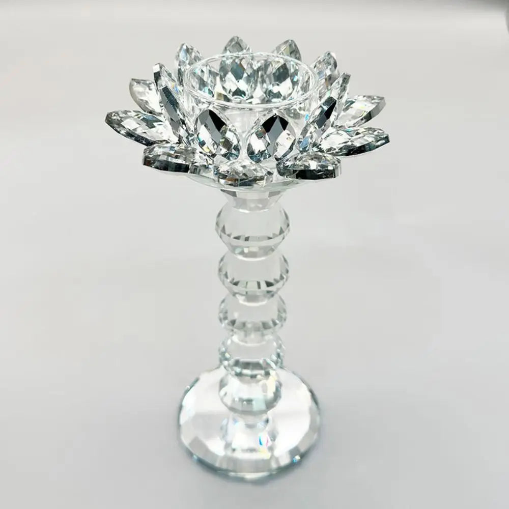Kristall Lotus Kerzenhalter – Eleganter Klarer Blumen-Teelichthalter mit Flachem Standfuß für Party Dekoration Kaufschwan®