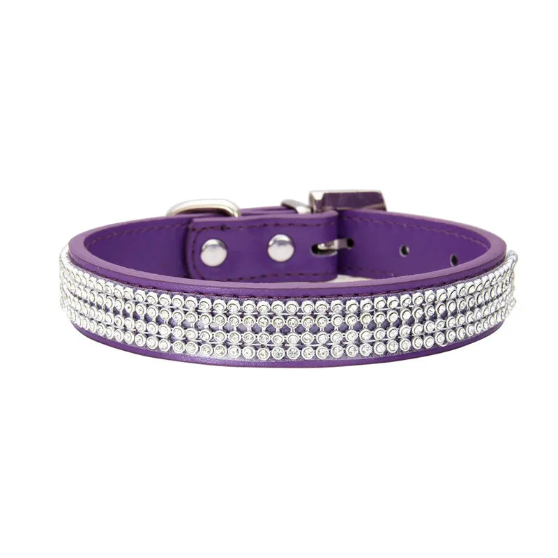 Wildleder Kristall Strass Hundehalsband Verstellbar Glitzer Halsband mit Zinklegierung Schnalle für Kleine Hunde Katzen Kaufschwan®