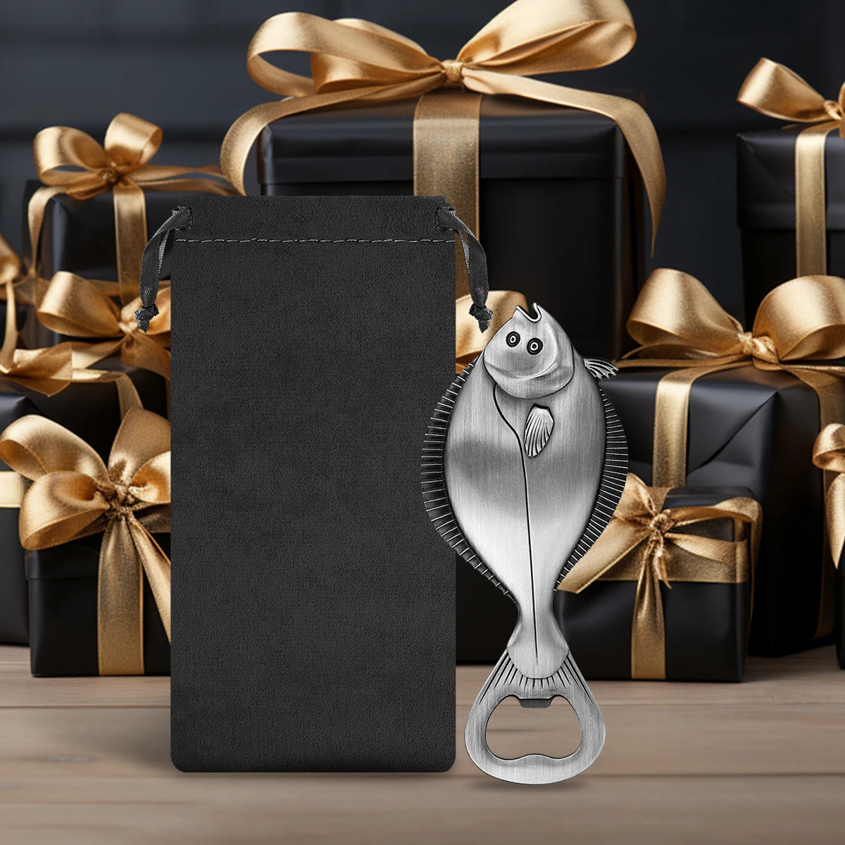 Flunder Fisch Flaschenöffner – Steampunk Metall Design Geschenk für Angler Kaufschwan®