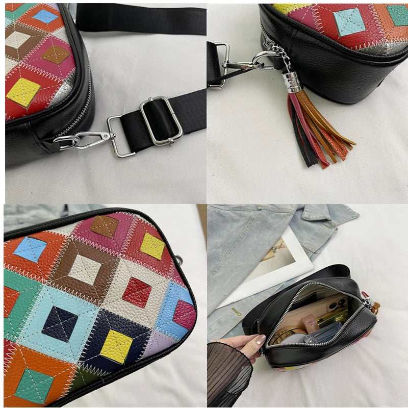 Kleine Bunte Ledertasche – Luxus Damen Handtasche, Crossbody & Schultertasche in Hochwertiger Verarbeitung Kaufschwan®