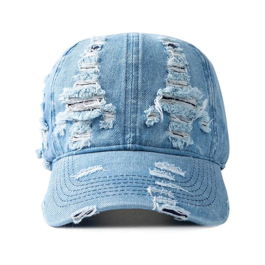 Baseballkappe aus Gewaschenem Denim | Vintage Snapback Kappe für Damen & Herren | Atmungsaktive Verstellbare Sonnenkappe für Frühling & Sommer Kaufschwan® Blau 56-58cm
