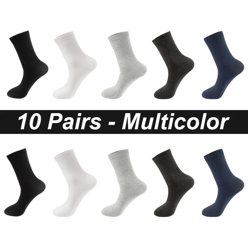 10 Paare Herren Kammbaumwollsocken | Schwarze Freizeit- & Businesssocken Atmungsaktiv Hochwertig Kaufschwan® 10 Paare Mehrfarbig EU 44-48