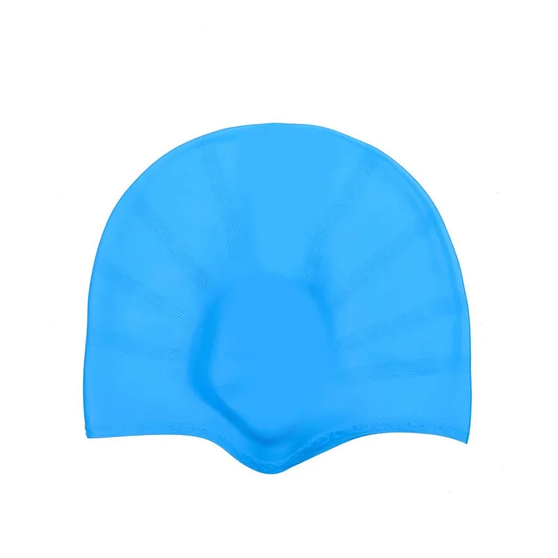Wasserdichte Schwimmkappe aus Silikon – Hohe Elastizität | Unisex Schwimmhaube mit Ohrenschutz für Langes Haar