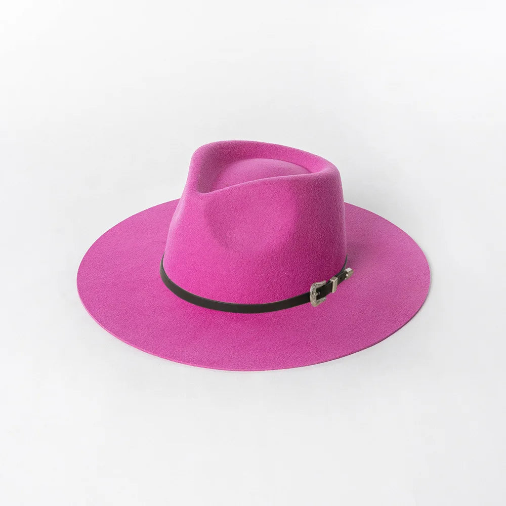 Herbst & Winter Unisex Woll-Fedora Hut – Vintage Jazzhut mit Krone & Schwarzem Lederband, Stylischer Hut mit Breiter Krempe